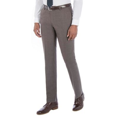 Brown jaspe wool blend tailored fit suit trouser